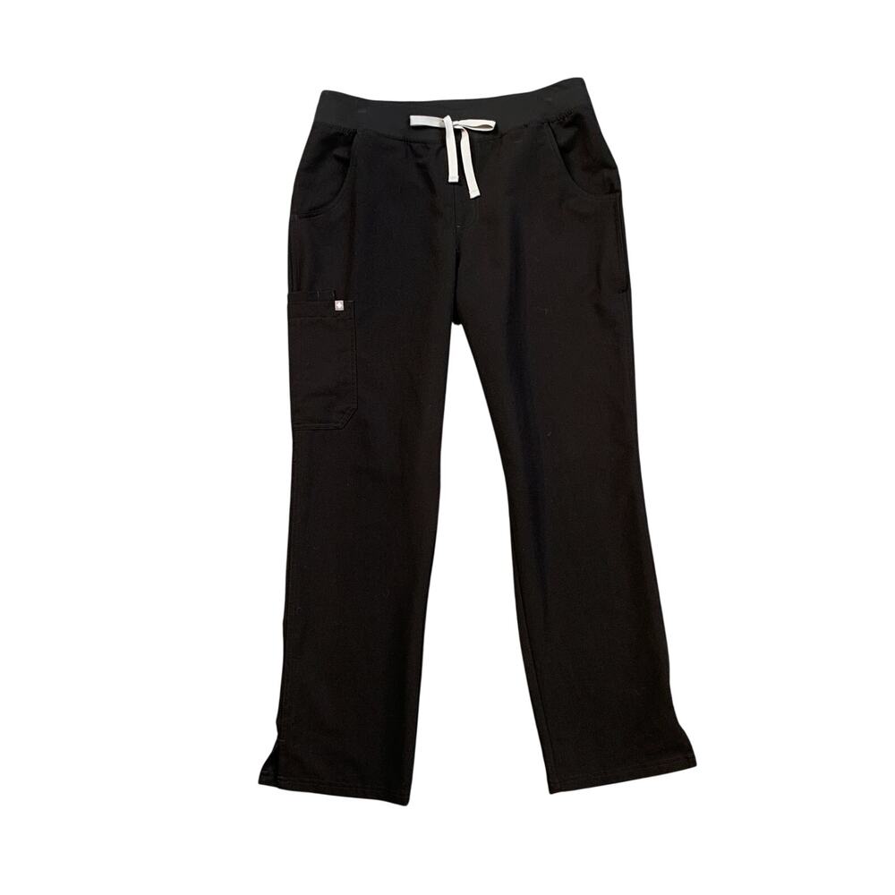 Figs Pants Womens L Large Black Kade Straight Leg Scrub Stretch Drawstring Cargo